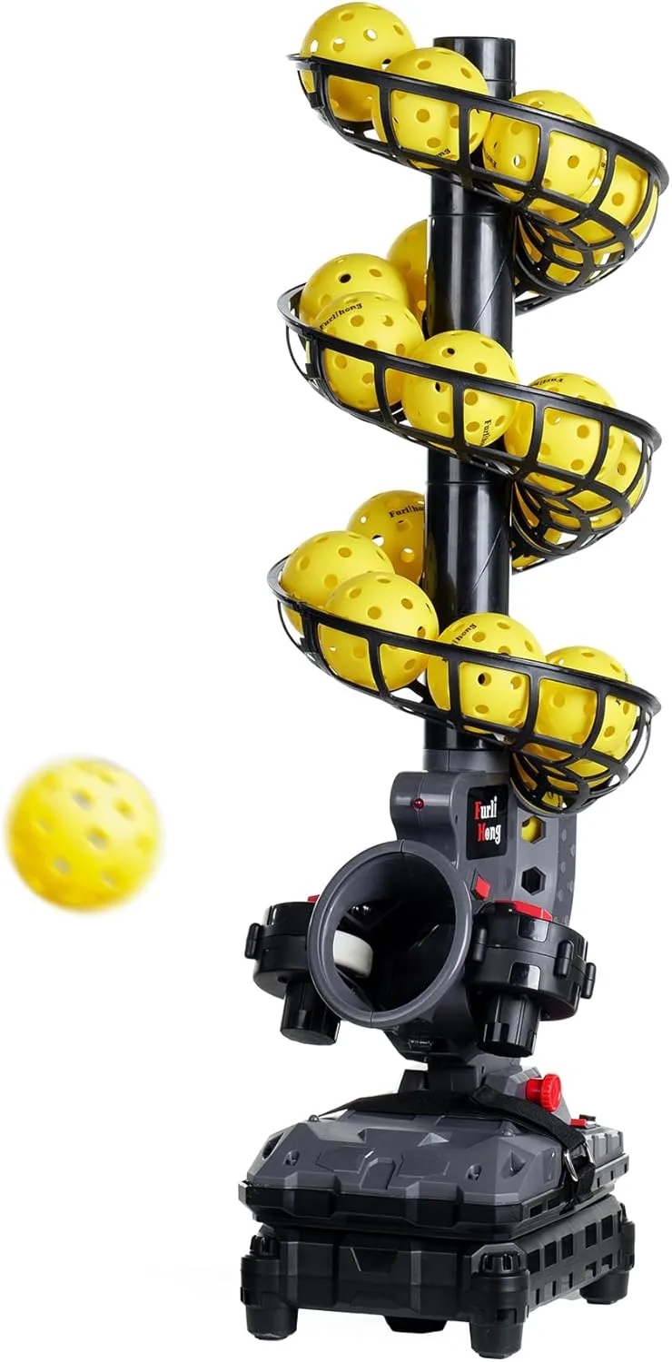 Furlihong Pickleball Machine with adjustable speed, angles, and auto-swing base for advanced pickleball training.