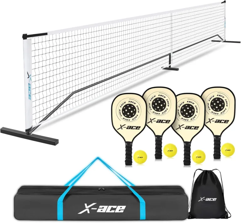 X-ACE Pickleball Set with Portable 22FT Net, 4 Paddles & Outdoor Balls