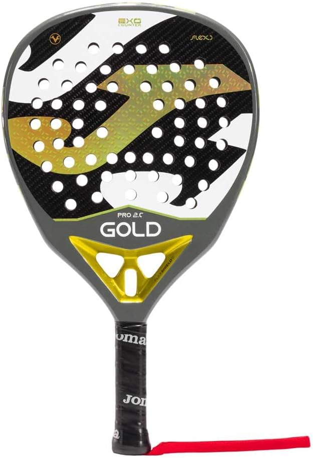 Joma gold padel racket with bold gold-coloured finish – lightweight racket for control and precision on court