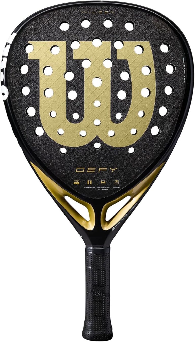 Wilson Defy black and gold padel racket with gold-coloured accents – premium design for balanced control and power
