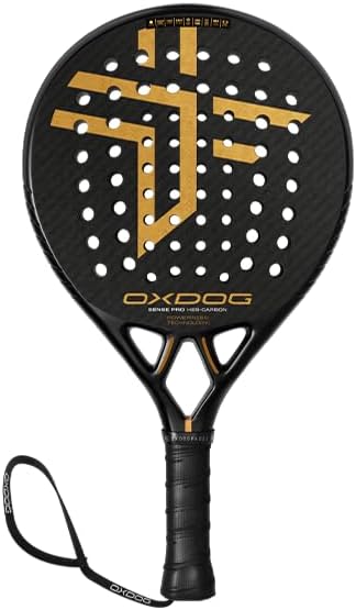 Front view of Oxdog Sense Pro Classic Series Padel Racket – round shape with HES Carbon face and Oxdog logo design