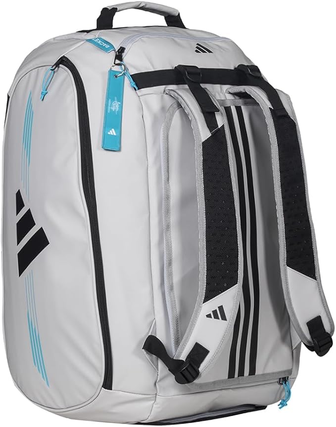 back view of Adidas Protour Offwhite 3.4 padel bag with 70 liter capacity