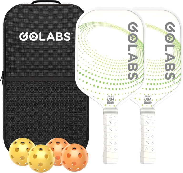 Two Golabs PB1 pickleball paddles with sleek fiberglass surface and carry bag