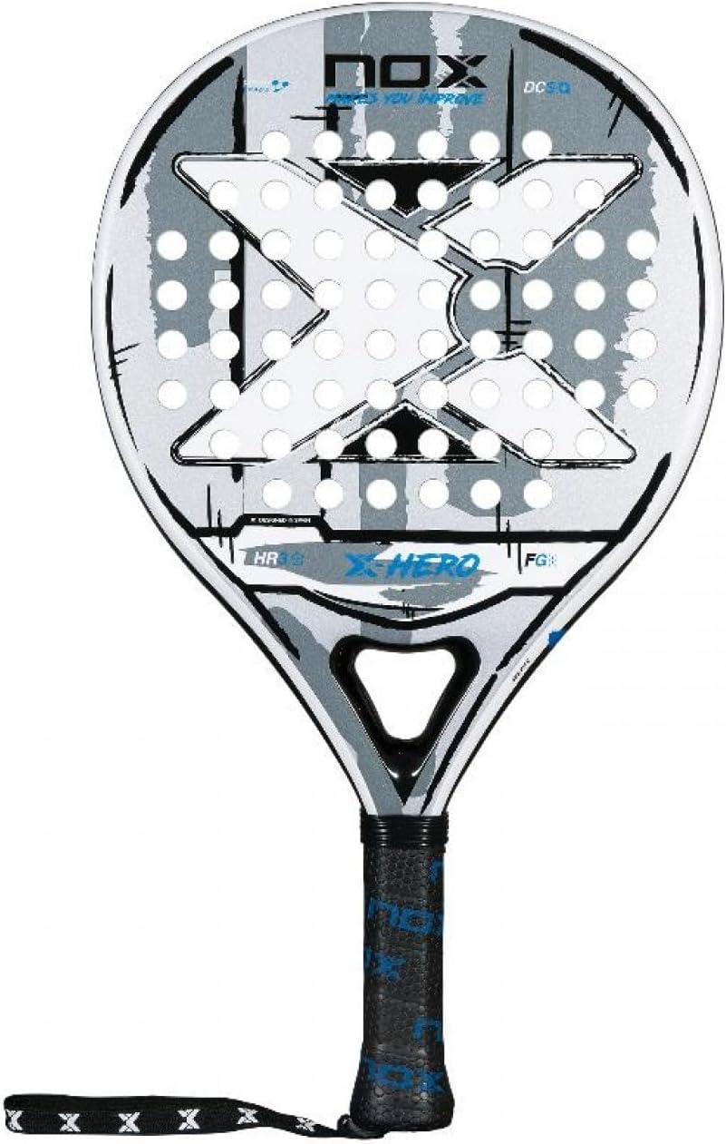 Nox X-Hero Padel Racket 2026 model in white with round shape and carbon fibre frame