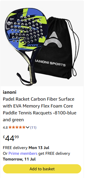 ianoni padel racket 8100 blue and green carbon fiber face